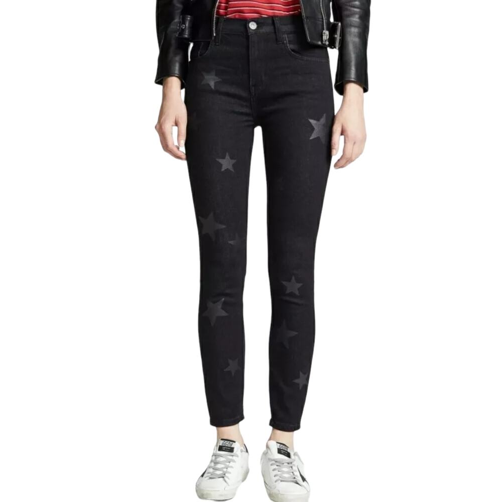 Current/Elliott Stiletto Star Jeans Womens 24 High Waist Black Vineland Crop - Picture 2 of 10